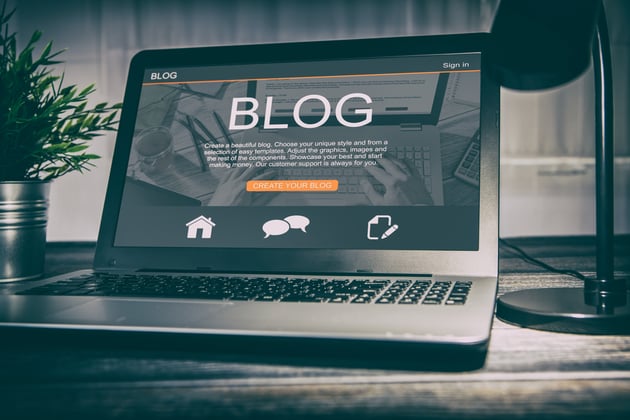 Blog creation screen representing blogging as a key step in any guide to content marketing strategy.