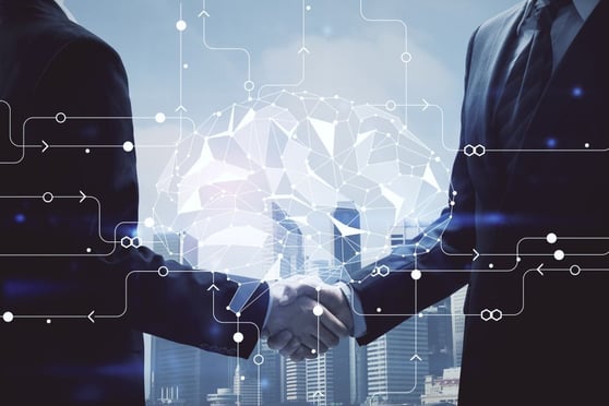 Partnership in IT industry concept.