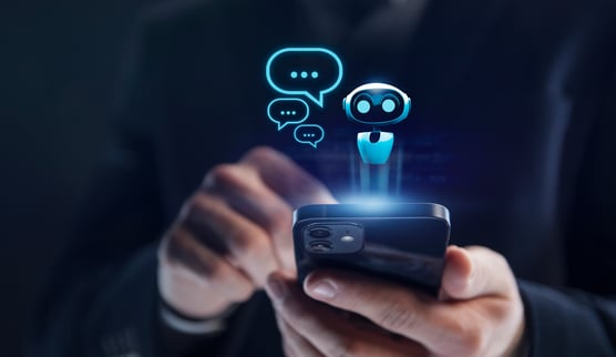 AI chatbot assisting with mobile marketing and customer engagement through automated messaging.
