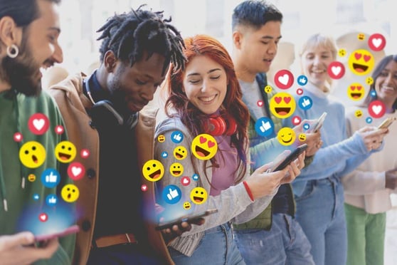 People engaging with social media reactions, illustrating social media engagement strategies.