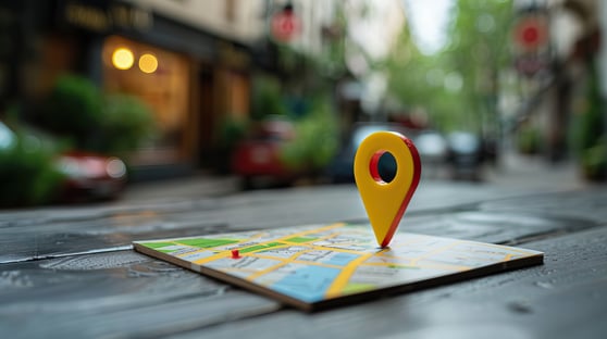 Map with yellow location pin