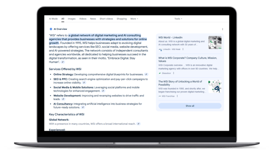Google AI Overview example related to adaptive search anywhere optimization and AI-driven visibility.