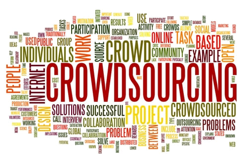 Graphic of a word cloud, with Cloud Sourcing in the middle.