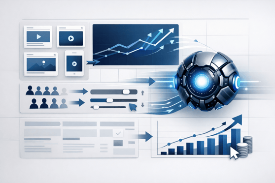 AI optimizing digital marketing performance with data-driven insights and campaign automation.