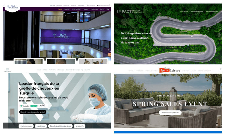Examples of modern website designs with personalization and AI-driven user experiences.