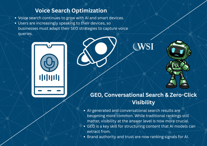 Voice search optimization and conversational search as part of AI-powered SEO trends for 2026.